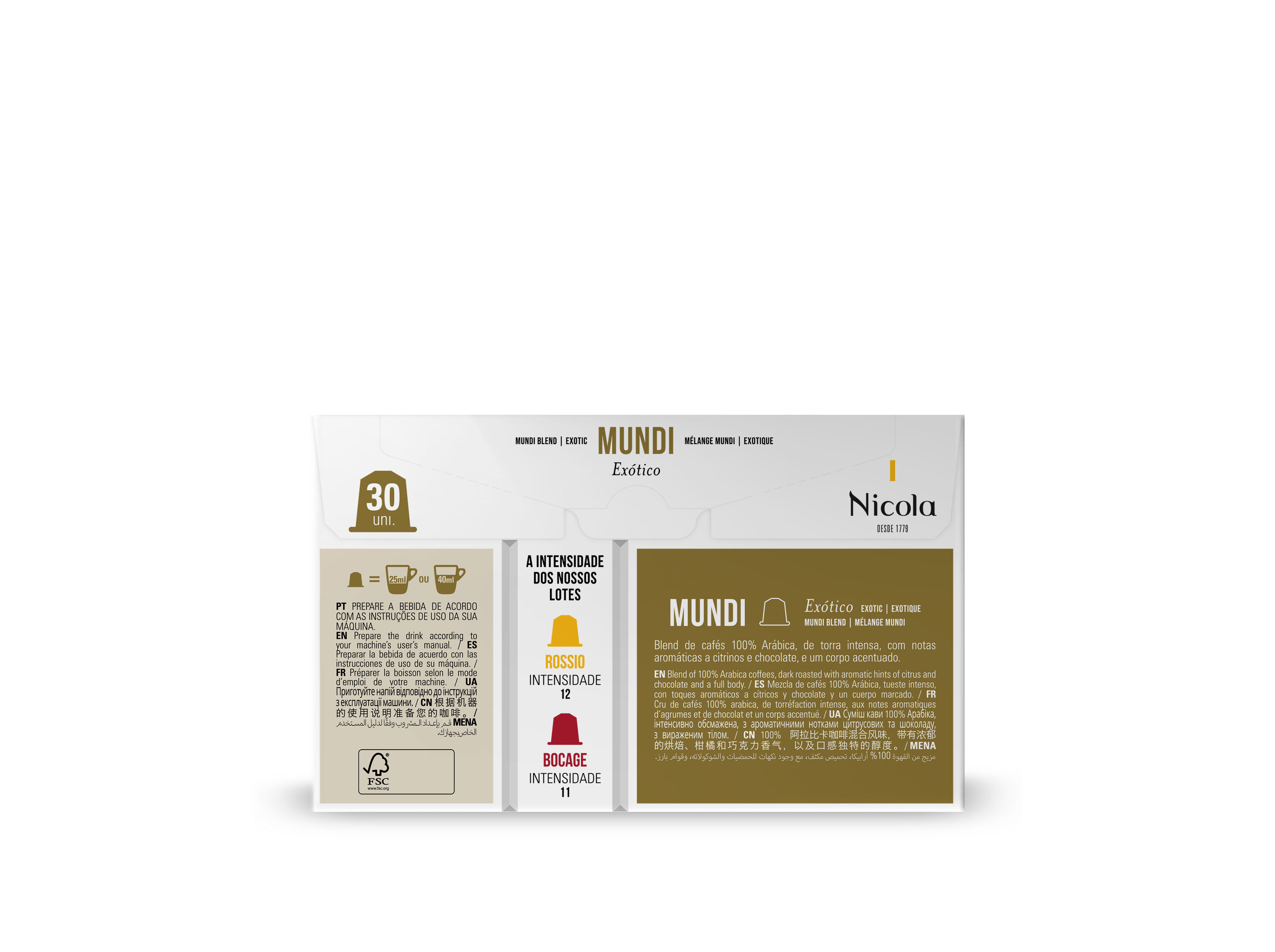 C&Aacute;PSULAS NICOLA CAF&Eacute; COMPAT&Iacute;VEL NESPRESSO LOTE MUNDIPACK 30UN image number 1