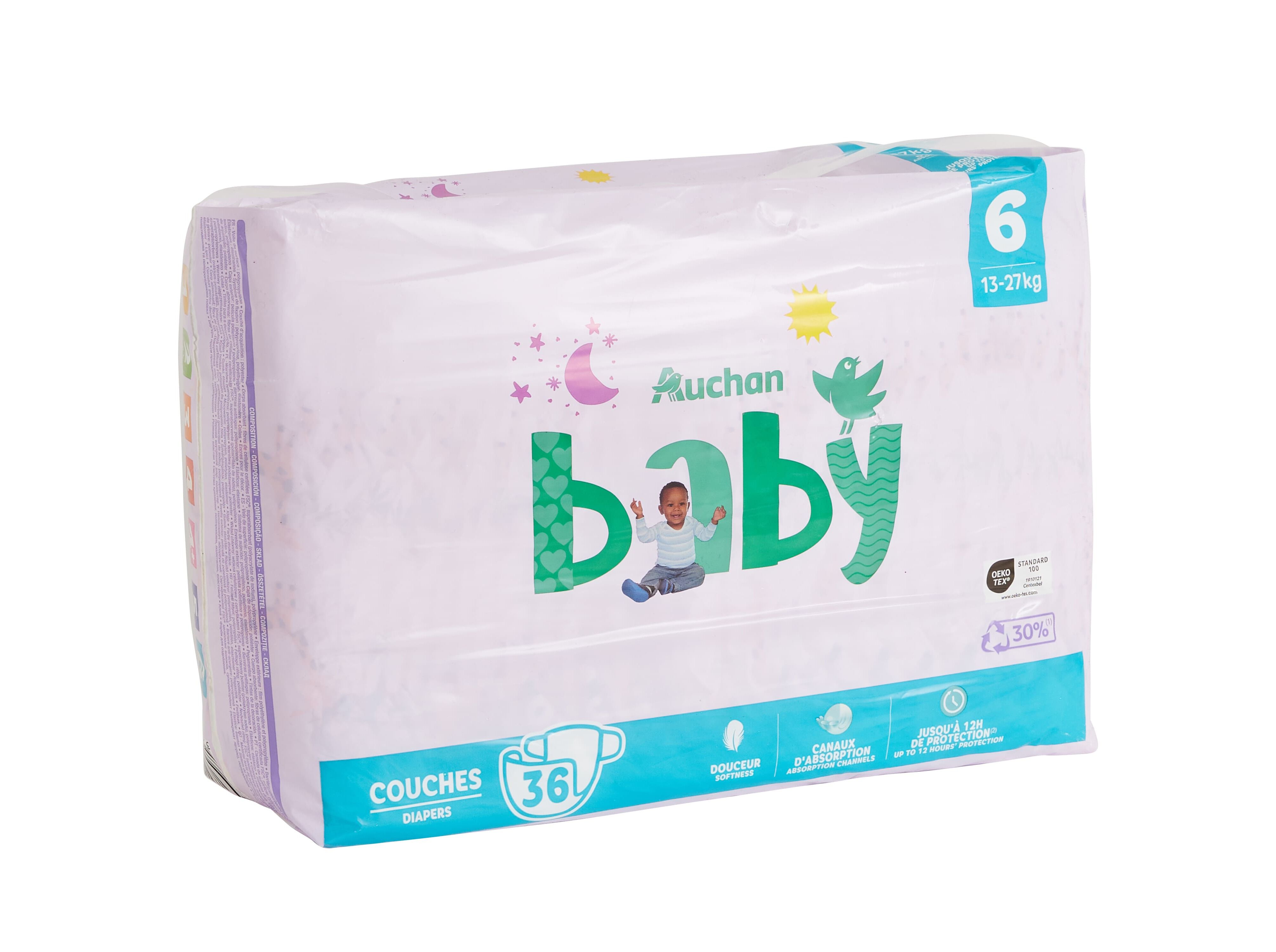 FRALDAS AUCHAN BABY T6 13-27KG 36UN image number 2