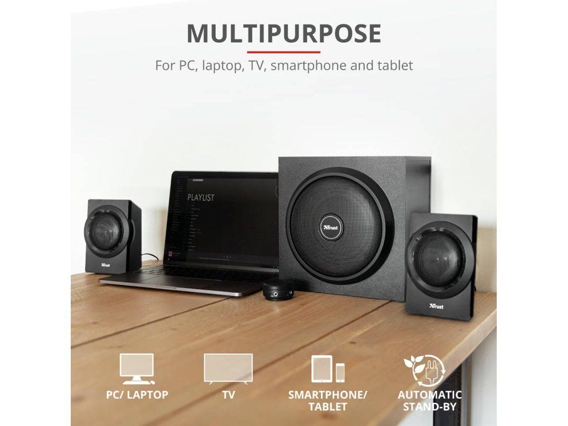 COLUNAS TRUST YURI SPEAKER SET 2.1 image number 2