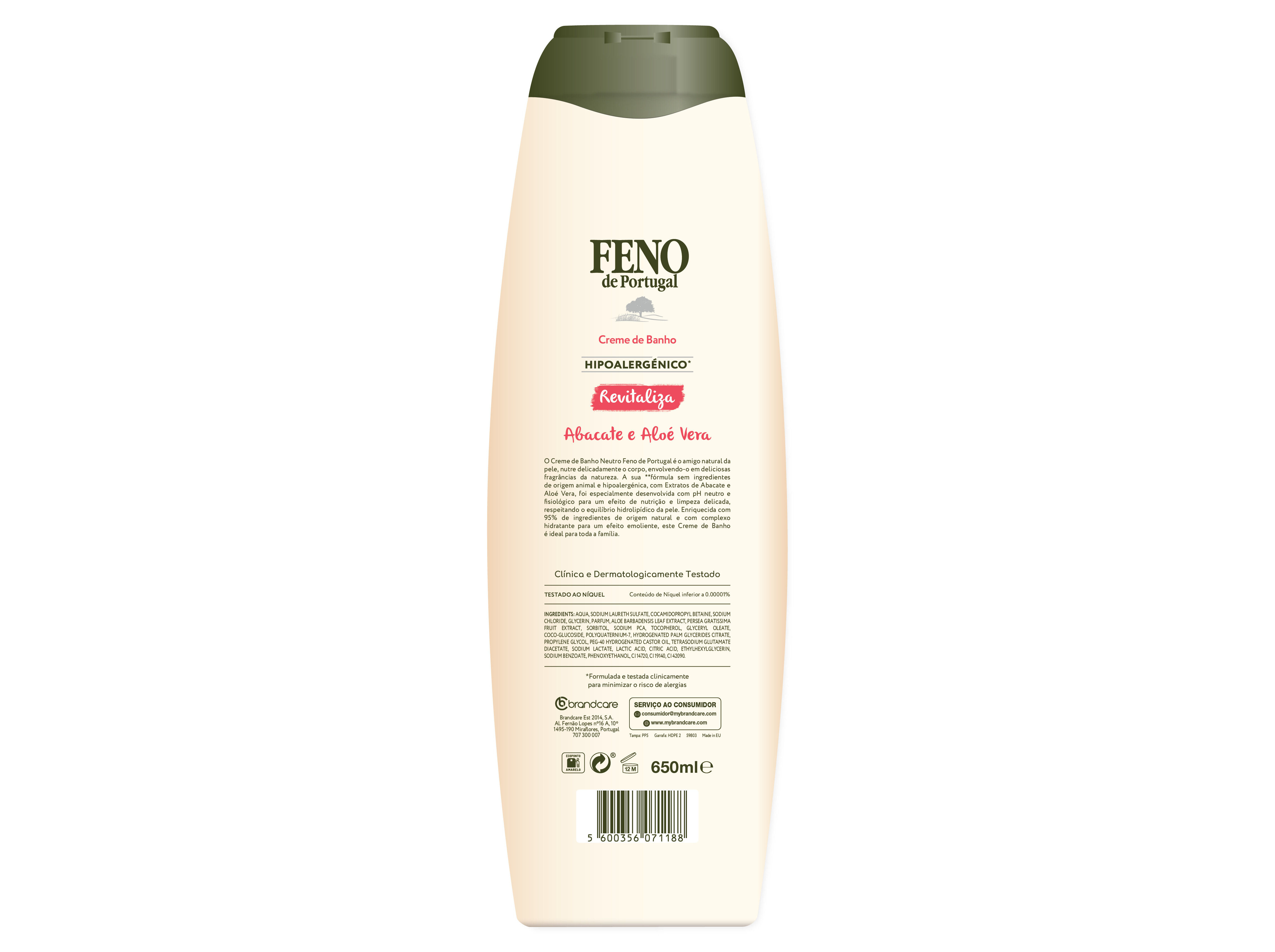 GEL BANHO FENO PORTUGAL ALOE VERA E ABACATE 650ML image number 1