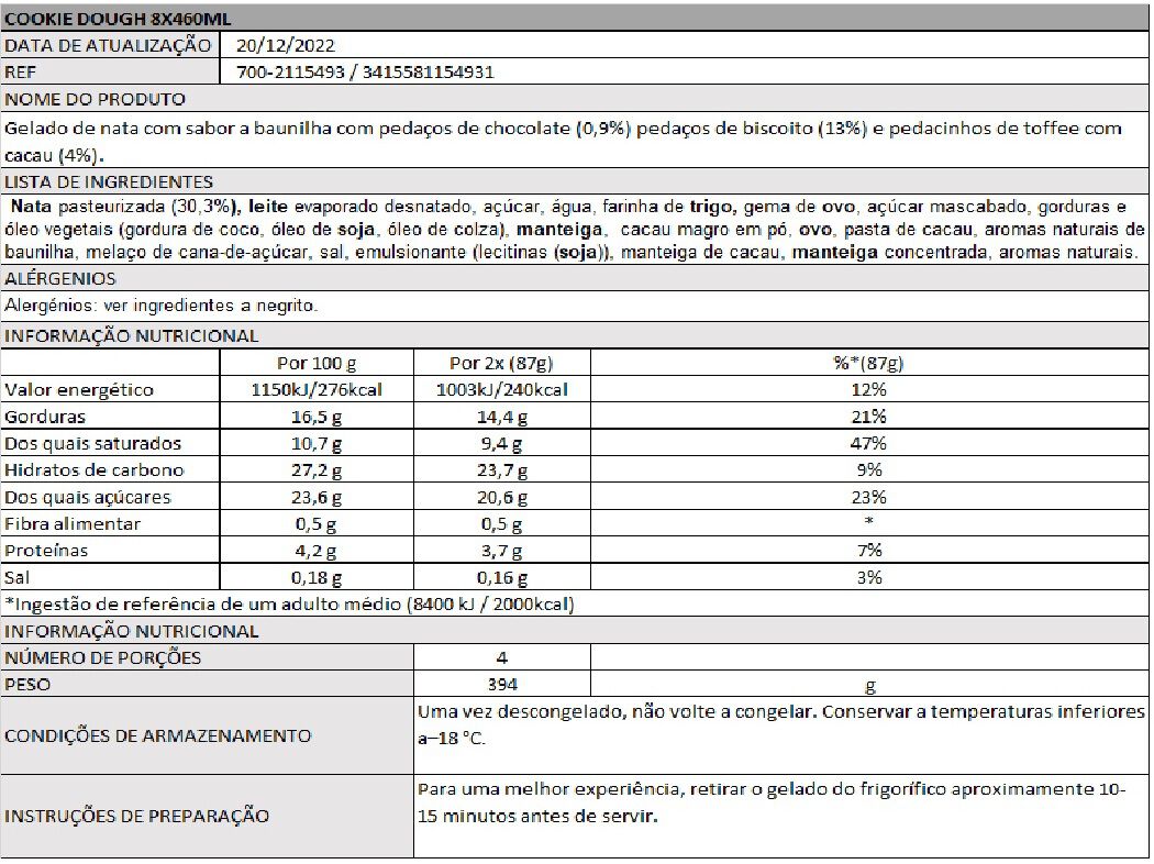 GELADOS PINT H&Auml;AGEN-DAZS COOKIE & DOUGH 460ML image number 1