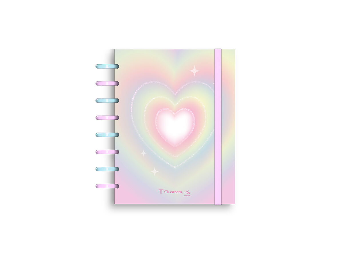 CADERNO A5 ECOSMART AMBAR PAUTADO SHINY LOVE 100 FOLHAS