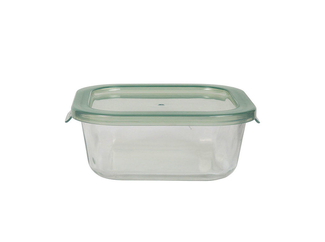 CAIXA HERM&Eacute;TICA VIDRO ACTUEL QUADRADA TAMPA VERDE 0.75L