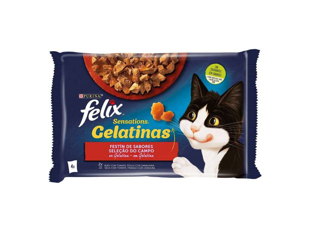 COMIDA H&Uacute;MIDA PARA GATO FELIX SENSATIONS CARNE 4X85G image number 0