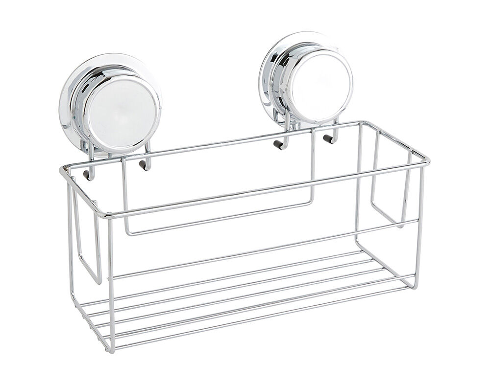 CESTO DE PAREDE COM 2 VENTOSAS ACTUEL CROMADO PRATEADO