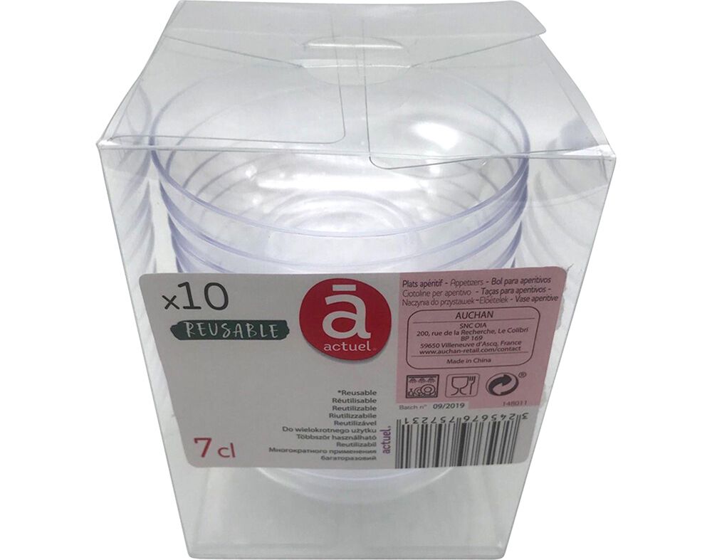 TA&Ccedil;AS REUTILIZ&Aacute;VEIS ACTUEL EM PL&Aacute;STICO TRANSPARENTE 7CL PACK 10UNIDADES