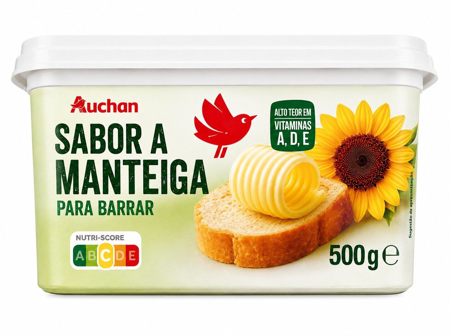 CREME VEGETAL PARA BARRAR AUCHAN SABOR A MANTEIGA 500G