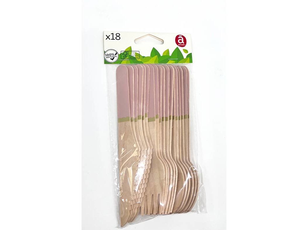 CONJ TALHERES ACTUEL LITTLE STAR ROSA MADEIRA 18PCS image number 0