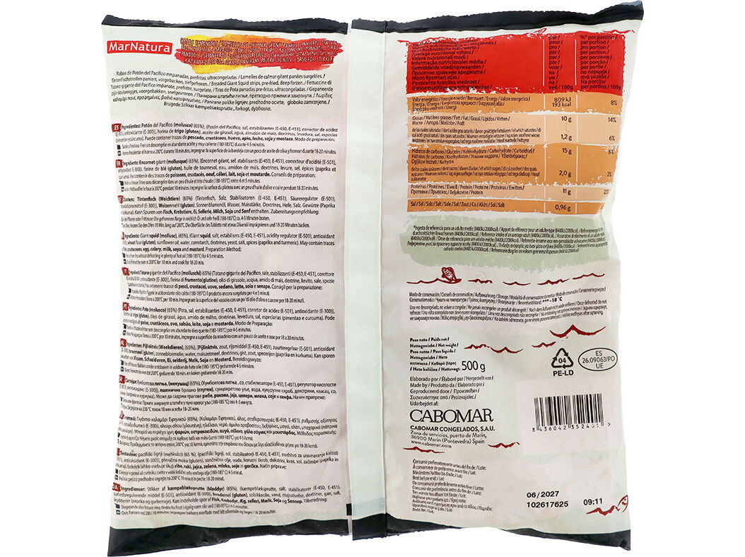 TIRAS DE POTA MARNATURA PANADAS 500G image number 1