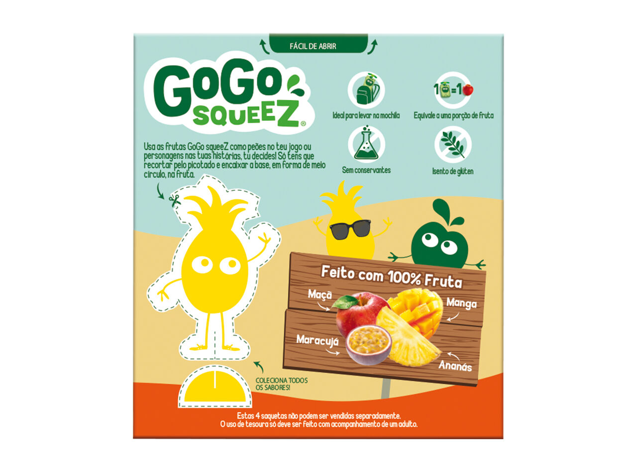 SAQUETAS FRUTA GO GO SQUEEZ TROPICAL 4X90G image number 1
