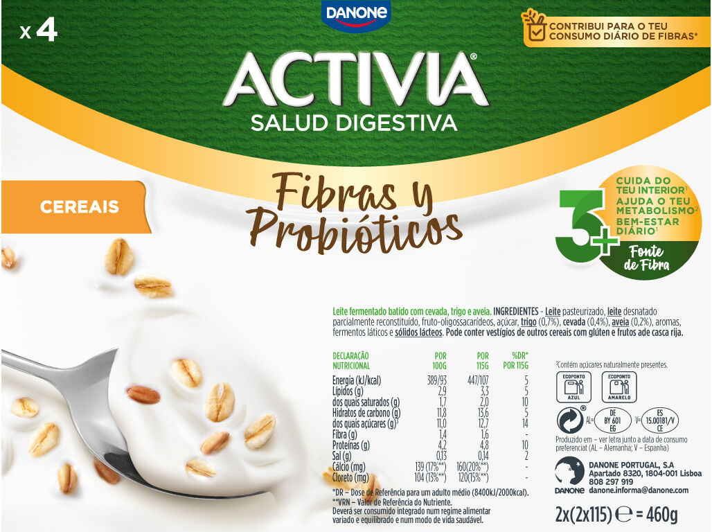 IOGURTE ACTIVIA BIFIDUS CEREAIS 4X120G image number 1