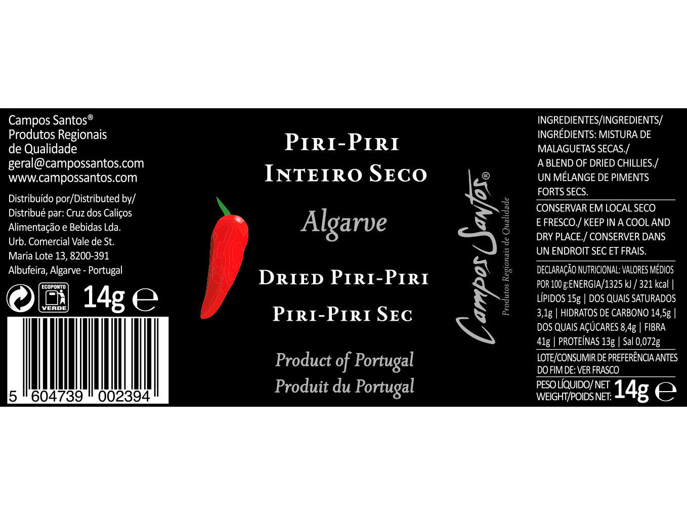 PIRI-PIRI CAMPOS SANTOS INTEIRO SECO 14G image number 1