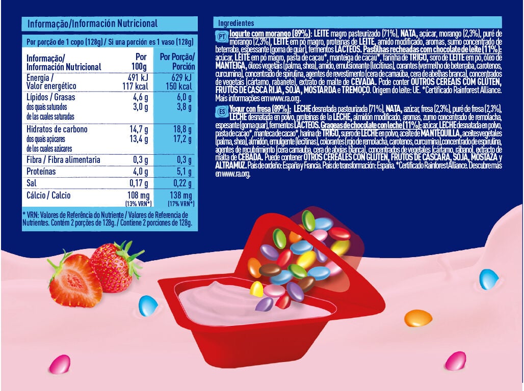 IOGURTE NESTL&Eacute; SMARTIES MORANGO 2X128G image number 1