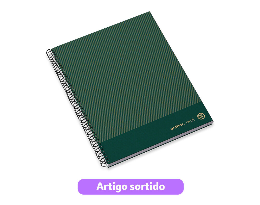 CADERNO ESPIRAL A4 AMBAR KRAFT CAPA DURA PAUTADO CORES SORTIDAS image number 0