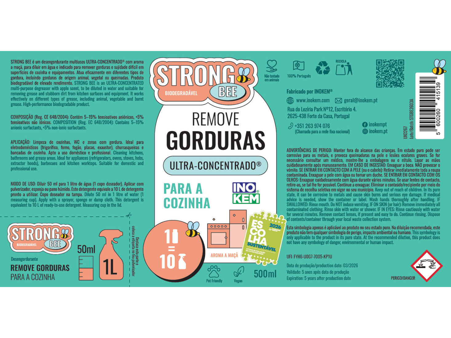 DESENGORDURANTE COZINHA INOKEM STRONG BEE 500ML image number 1