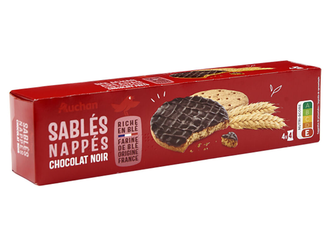 BOLACHA AUCHAN COM COBERTURA CHOCOLATE PRETO 195G image number 0