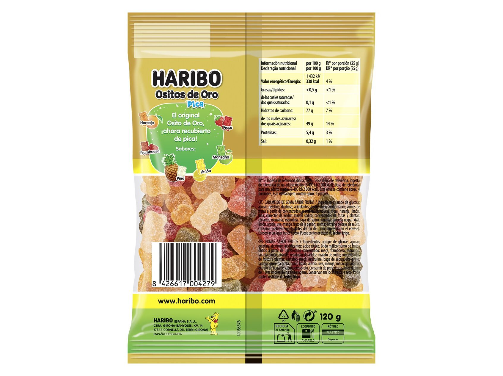 GOMAS HARIBO OSITOS ORO PICA 120G image number 1