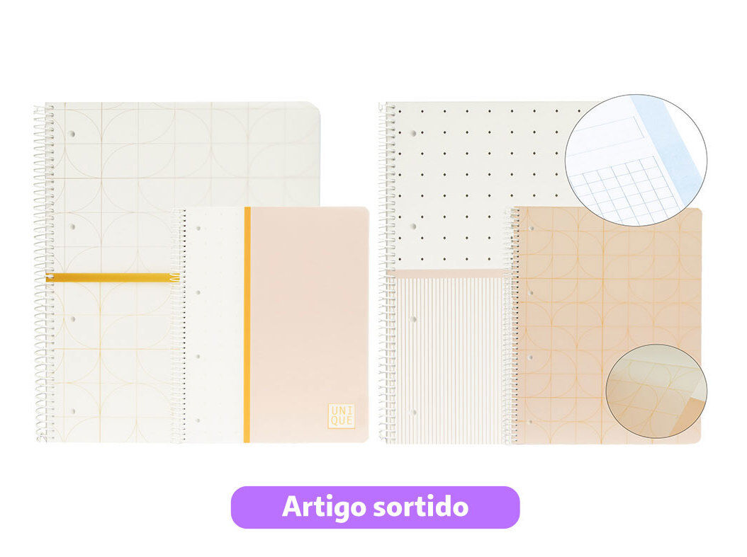 CADERNO ESPIRAL A4 ANCOR UNIQUE PAUTADO 120 FOLHAS MODELO SORTIDOS