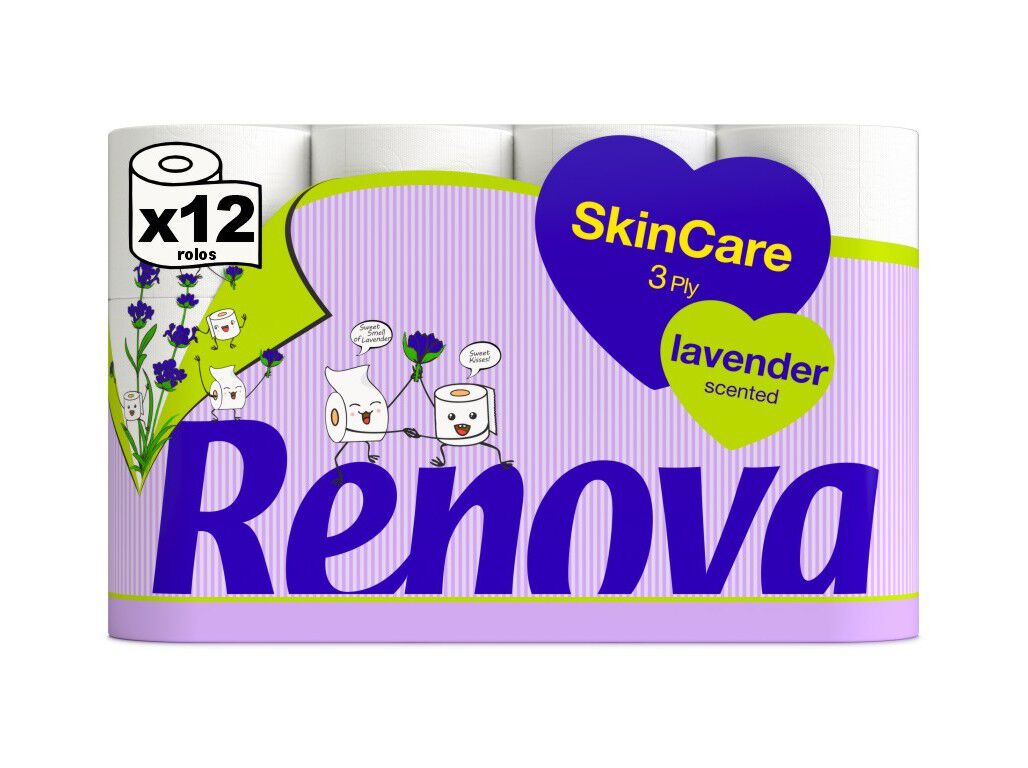 PAPEL HIGI&Eacute;NICO RENOVA LAVANDA 3F 12R image number 0