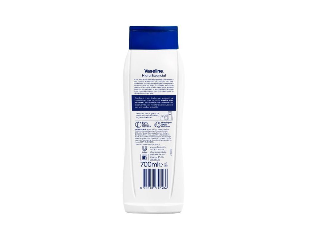 GEL DE BANHO VASELINE HIDRA ESSENCIAL 700ML image number 1