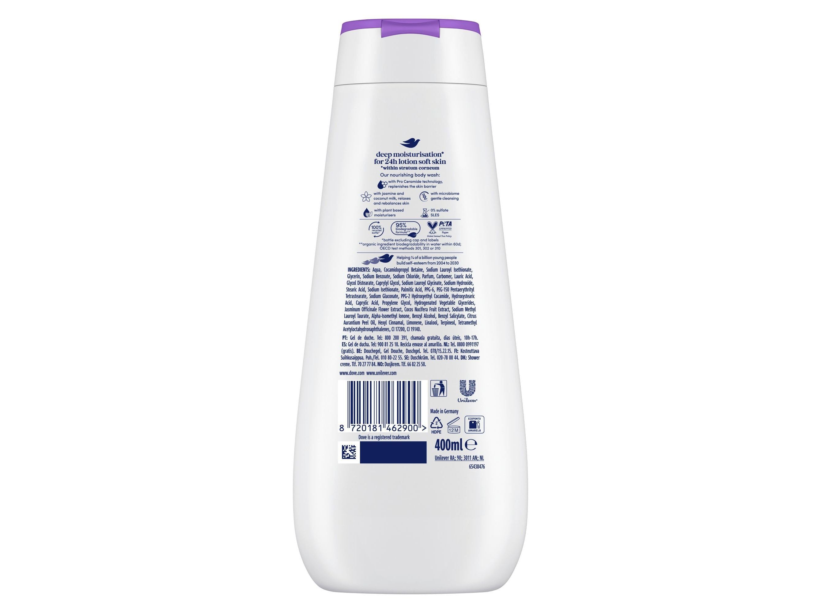 GEL BANHO DOVE ADVANCED RELAX COCONUT 400ML image number 2