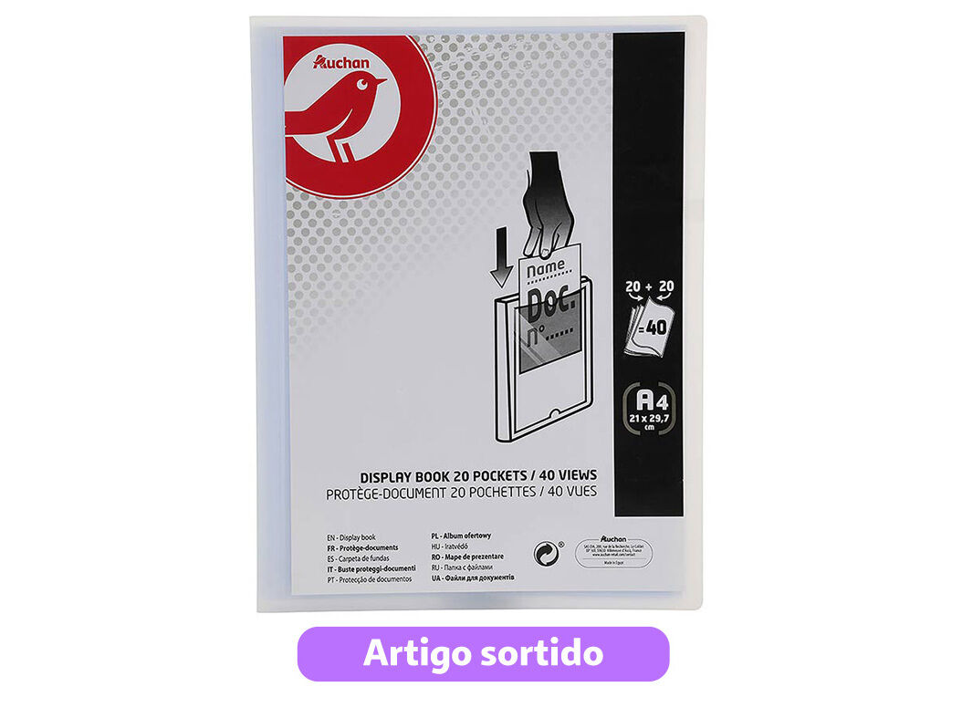 PORTF&Oacute;LIO AUCHAN A4 20+20 BOLSAS CORES SORTIDAS image number 1