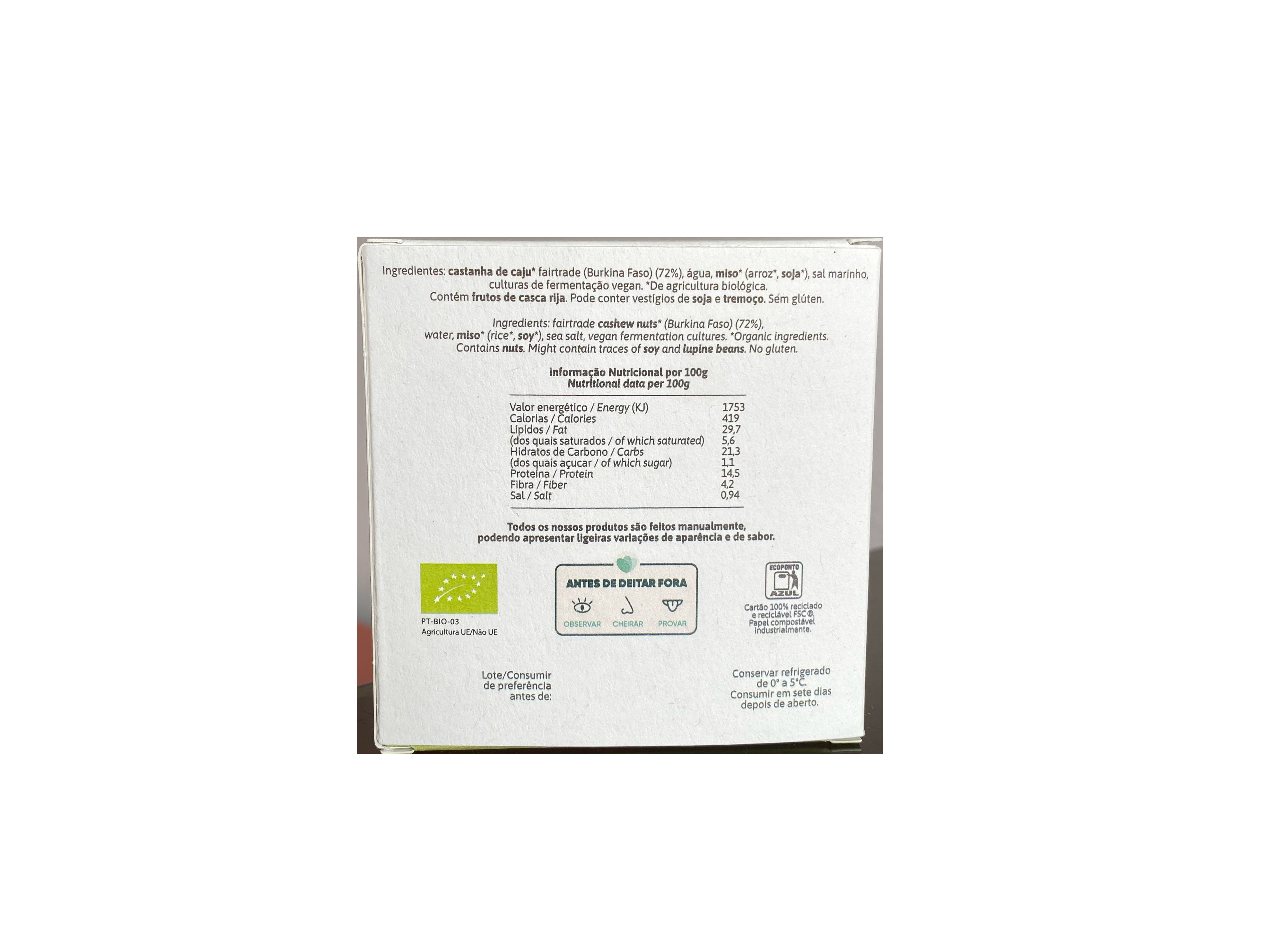 ALTERNATIVA VEGETAL AO QUEIJO MUKA DE CAJU SEMI-CURADO 125G image number 1