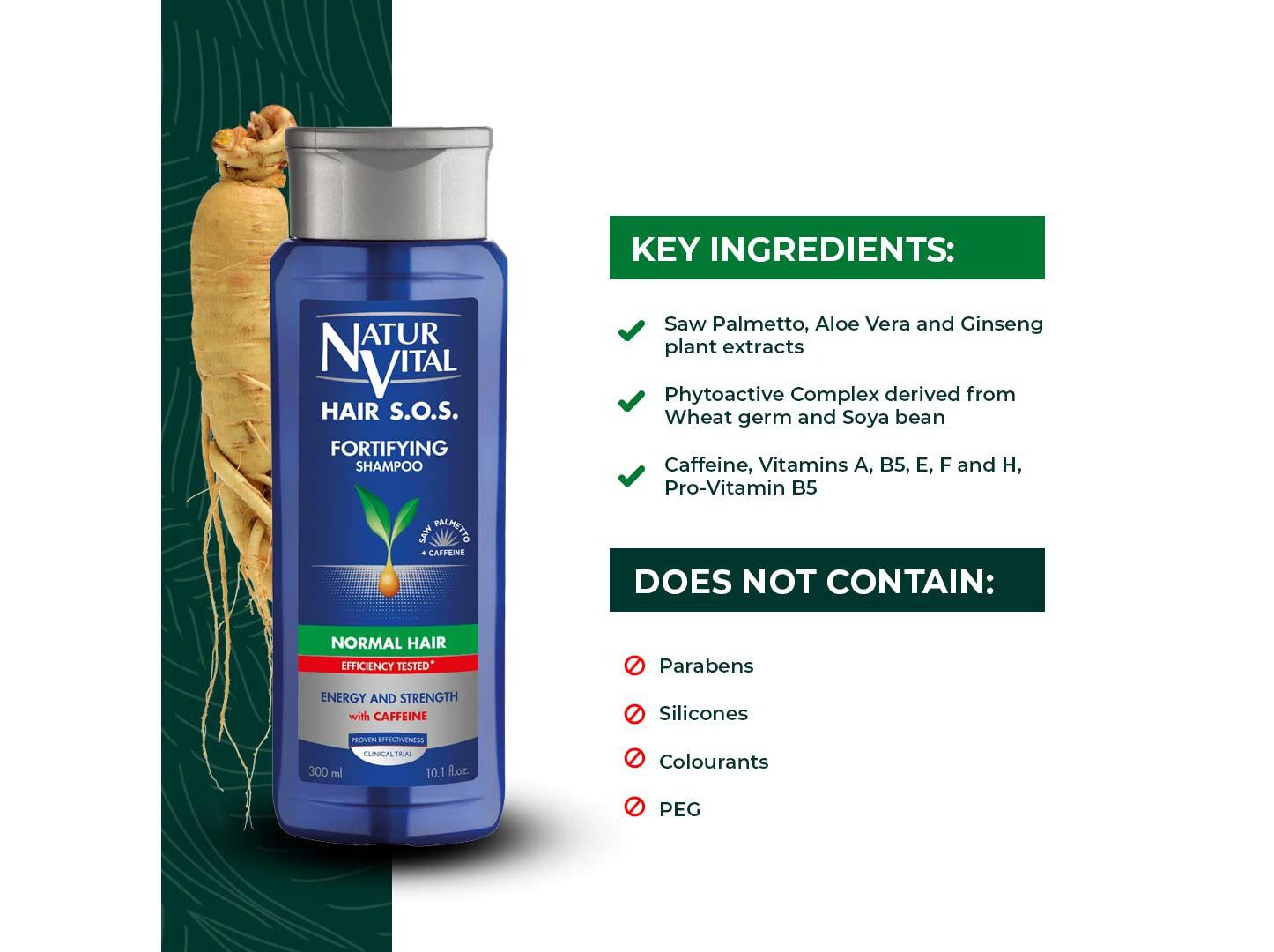 Champ&ocirc; Antiqueda Cabelos Normais Natur Vital 300ml image number 2