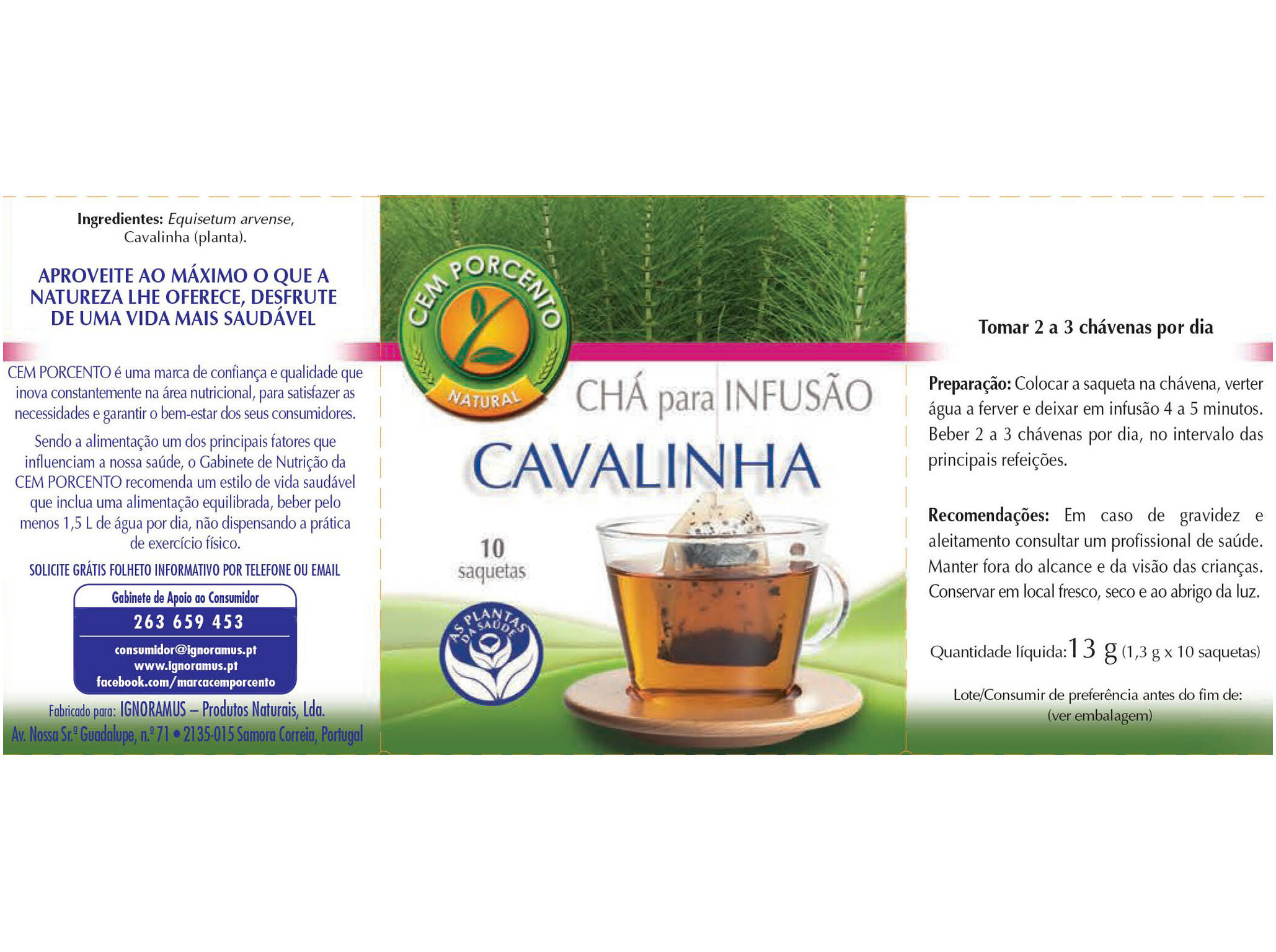 CH&Aacute; CEM PORCENTO CAVALINHA 10 SAQUETAS image number 1