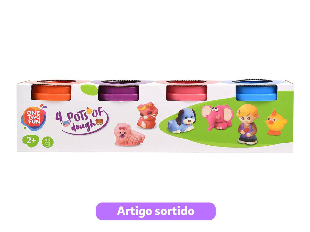 POTE DE PLASTICINA ONE TWO FUN 140G PACK 4 UNIDADES MODELOS SORTIDOS image number 1
