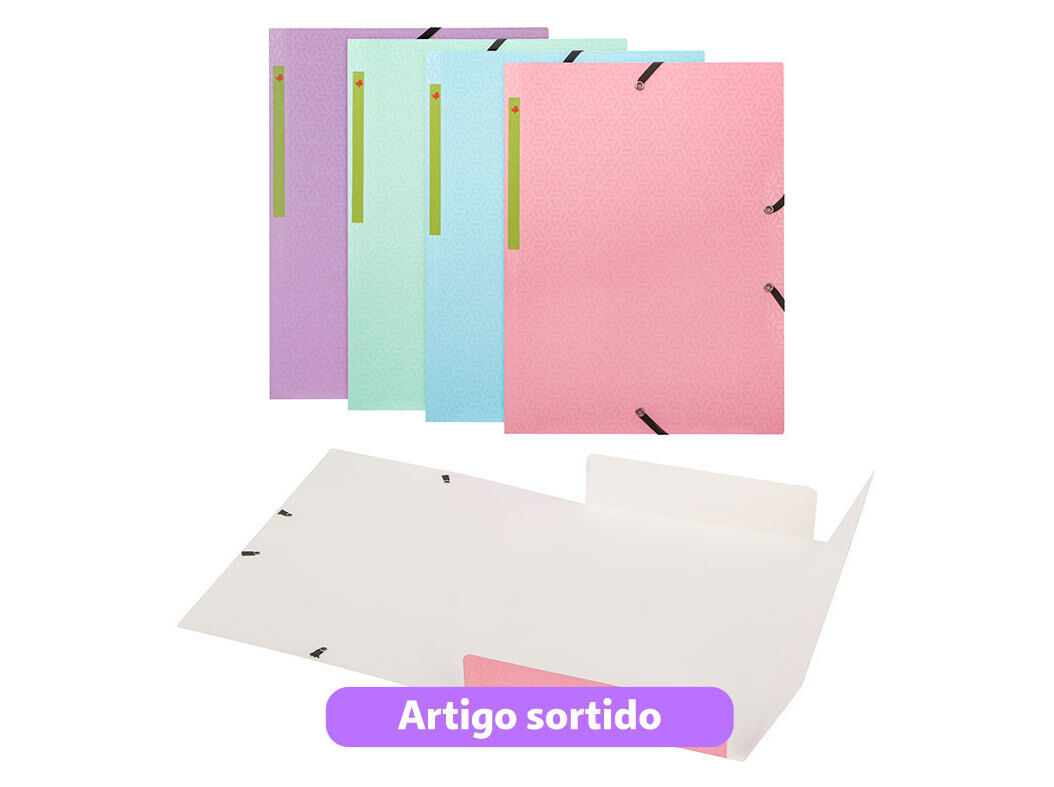 CAPA COM EL&Aacute;STICOS A4 AUCHAN CART&Atilde;O PASTEL CORES SORTIDAS