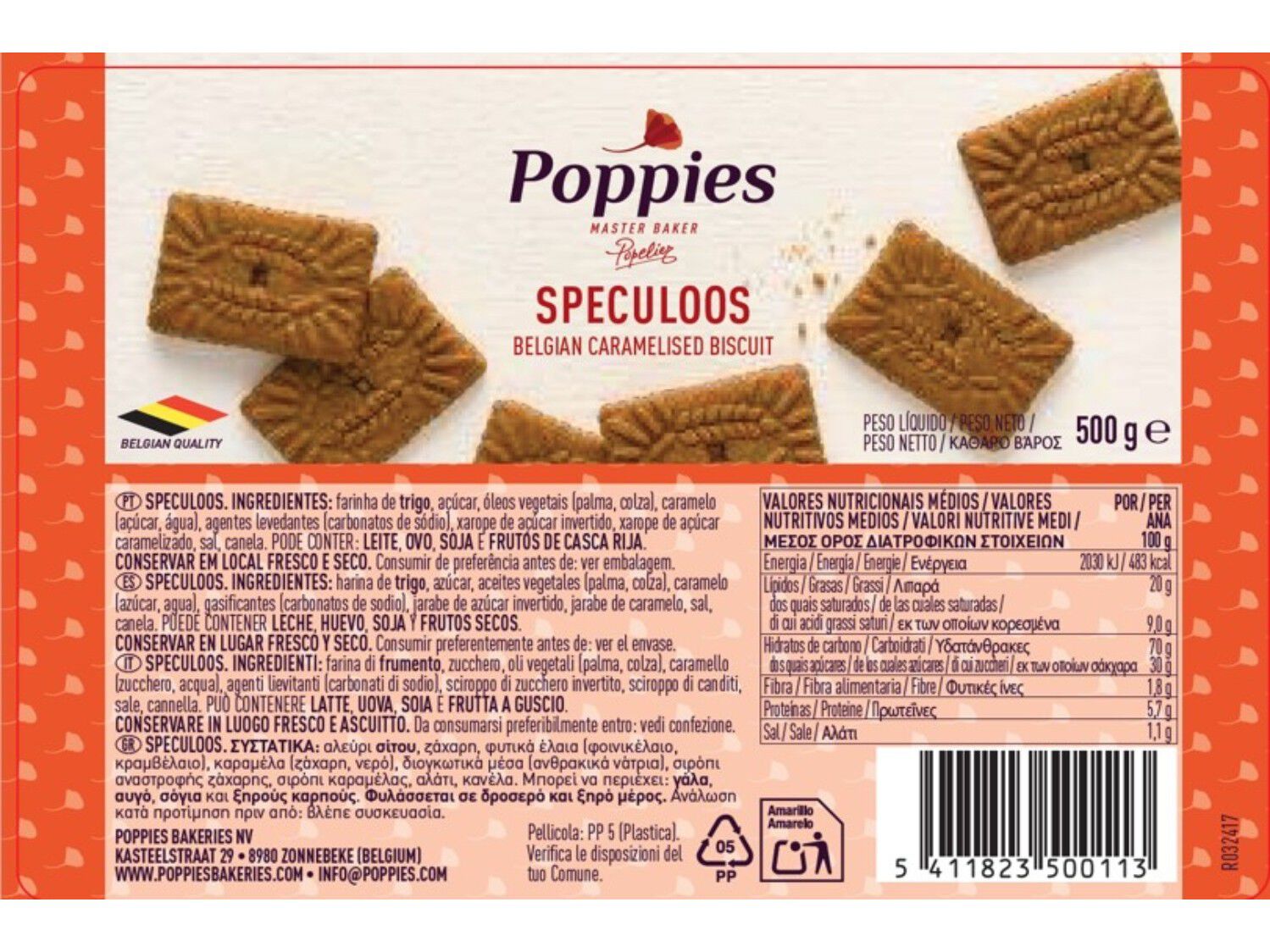 BOLACHAS POPPIES SPECULOOS 500G image number 1