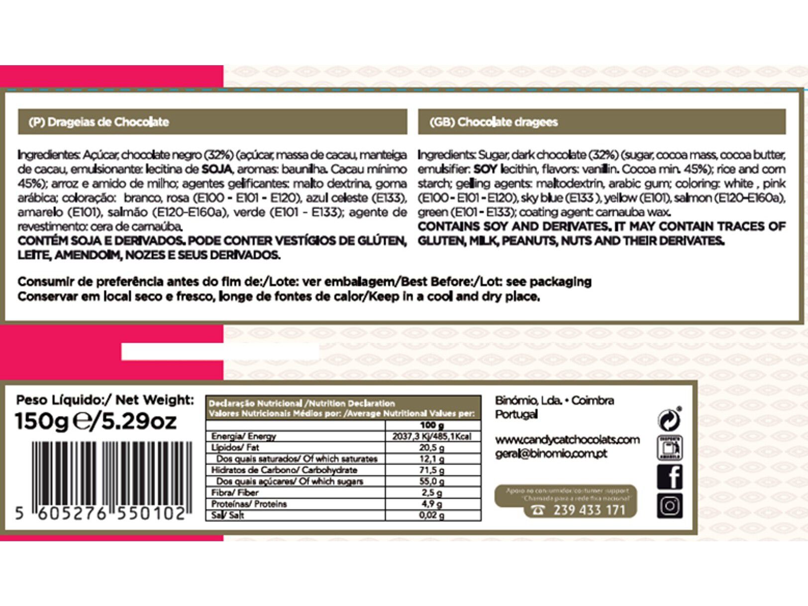 DRAGEIA CANDYCAT DE CHOCOLATE SAQUETA 150G image number 1