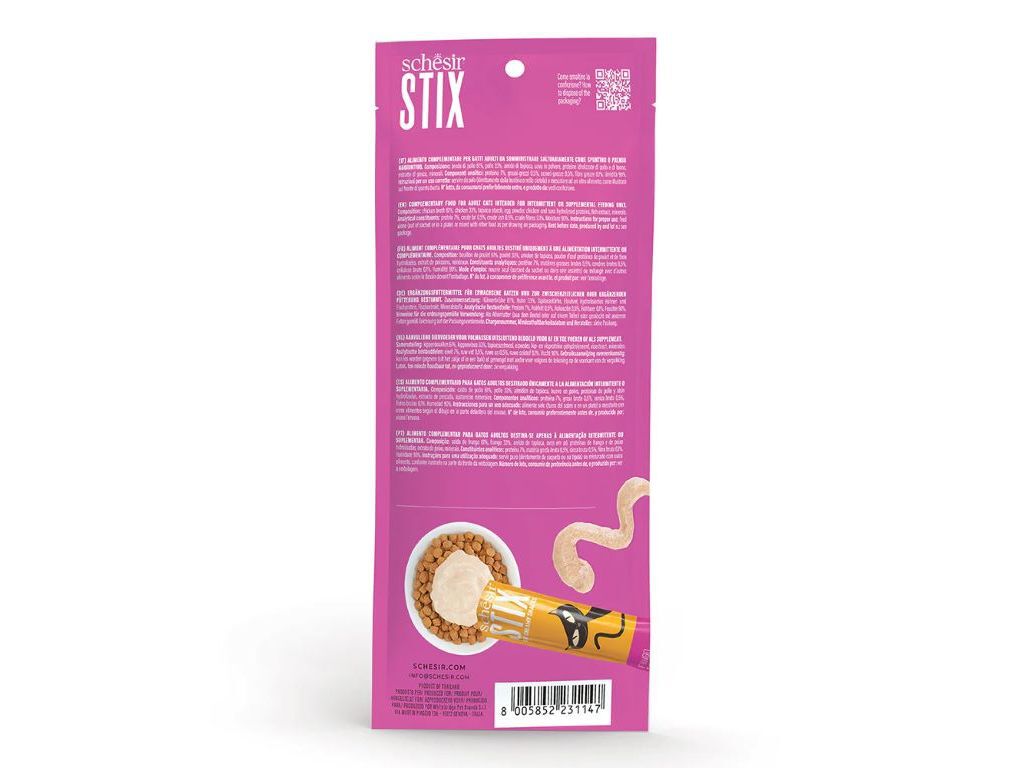 SNACK GATO SCHESIR STIX PUR&Eacute; FRANGO 6X15G image number 1