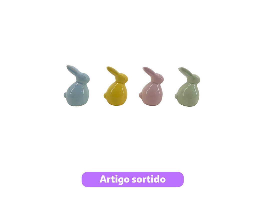 COELHO EM CER&Acirc;MICA ACTUEL 4X3.5X6.5CM CORES SORTIDAS