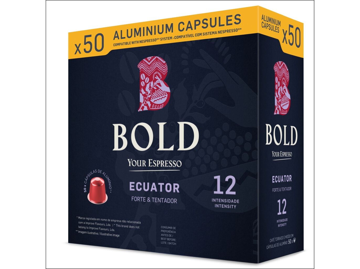C&Aacute;PSULAS CAF&Eacute; BOLD COMPATIVEIS COM NESPRESSO ECUATOR 50UN image number 0