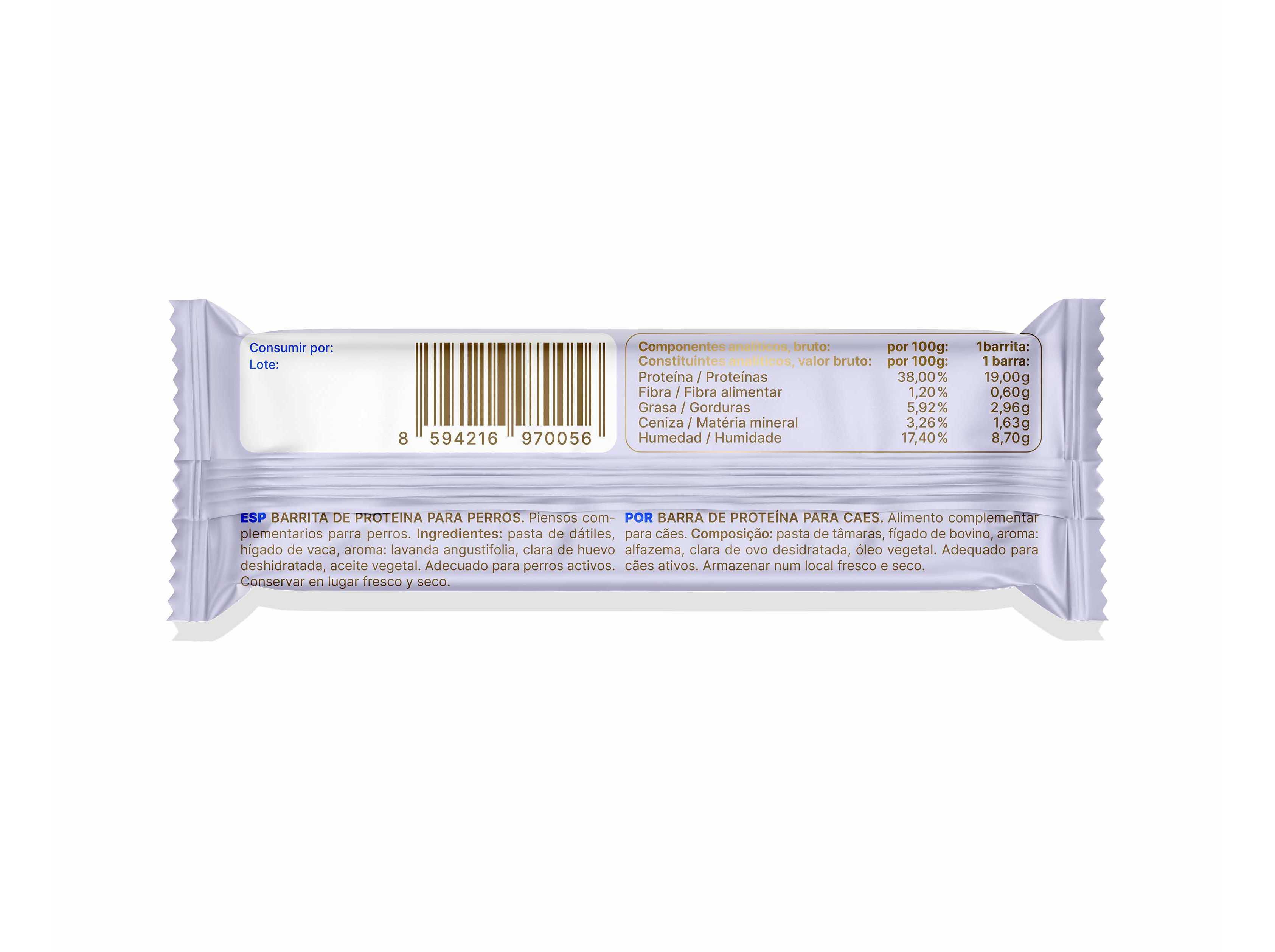 SNACK PROTEICO C&Atilde;O NAP BARRITA VACA E LAVANDA 50G image number 1