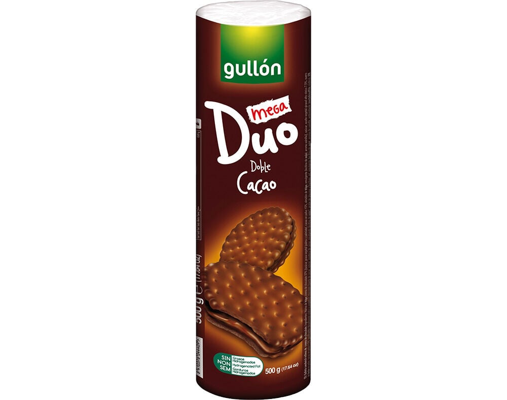 BOLACHA GULLON MEGA DUO RECHEADA DUPLO CHOCOLATE 500G image number 0