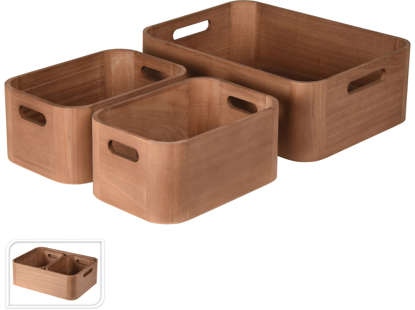 CONJUNTO DE 3 CESTOS EM MADEIRA image number 1