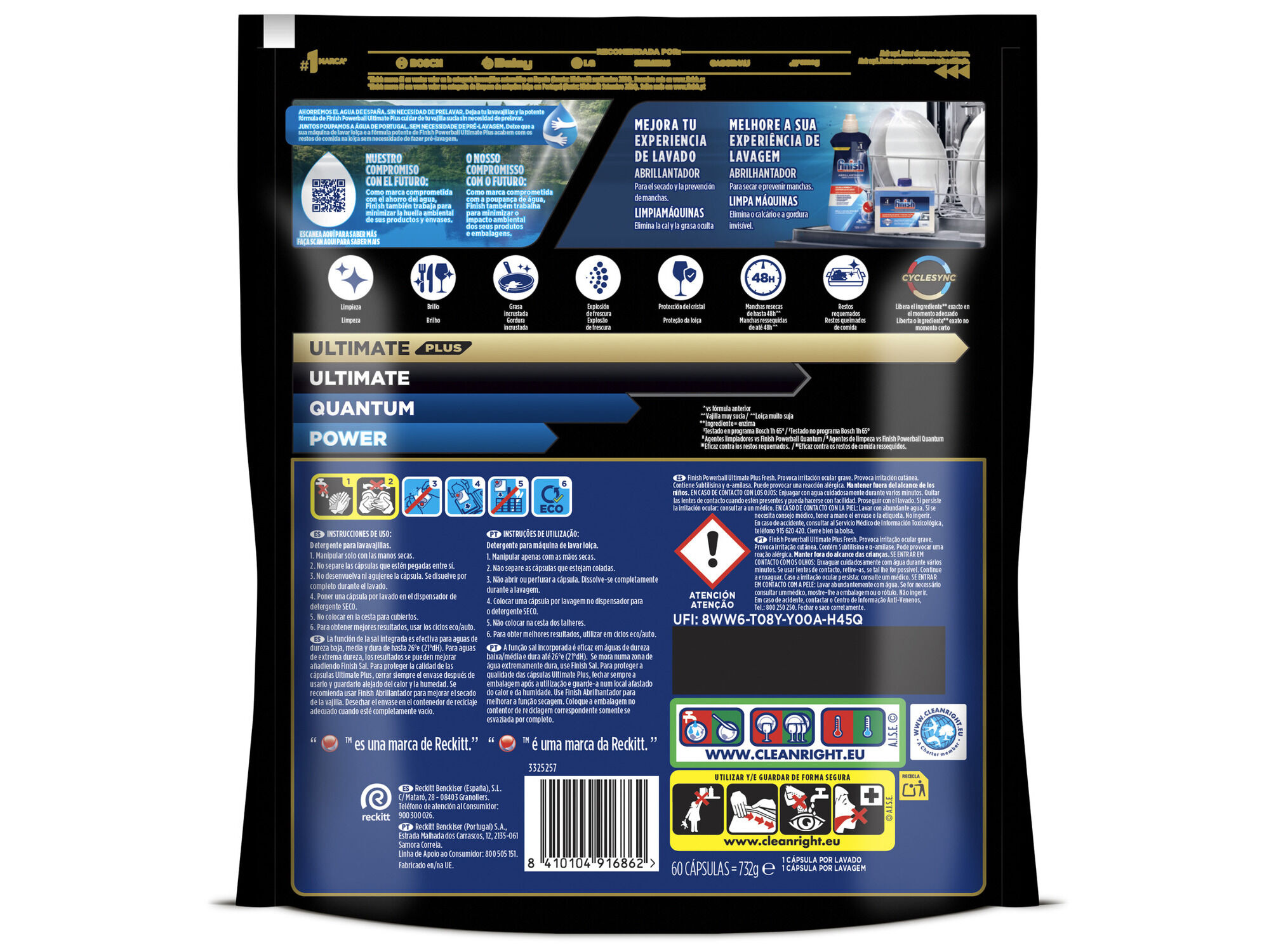 DETERGENTE M&Aacute;QUINA LOI&Ccedil;A FINISH ULTIMATE PLUS REGULAR 60P image number 1