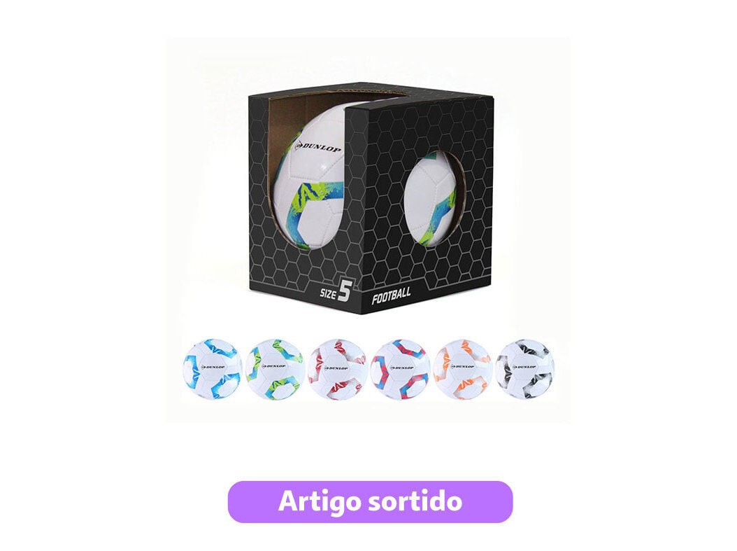BOLA FUTEBOL COM EMBALAGEM DUNLOP TAMANHO 5 CORES SORTIDAS