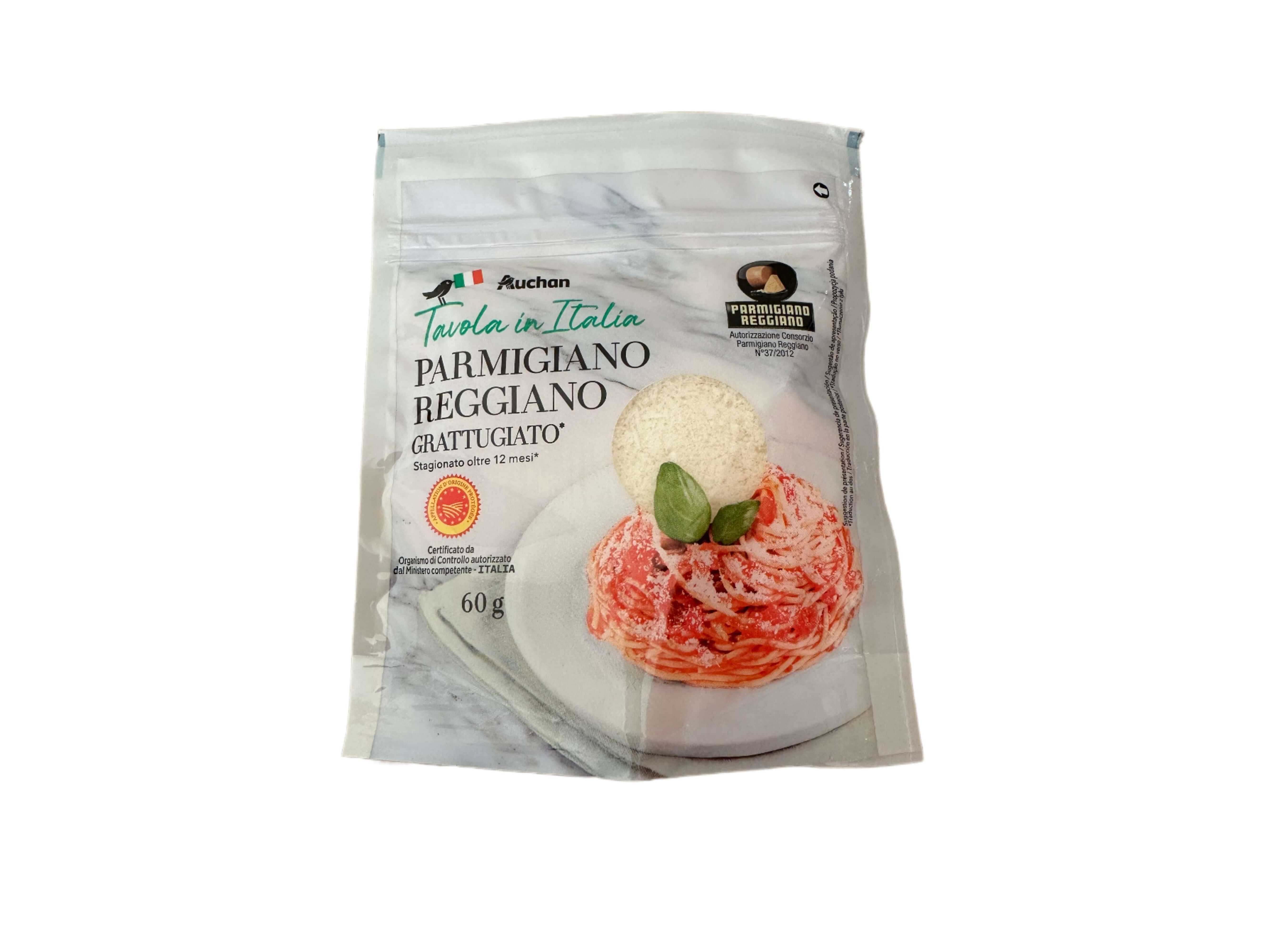 QUEIJO PARMIGIANO DOP AUCHAN &Agrave; MESA EM IT&Aacute;LIA RALADO 60 G