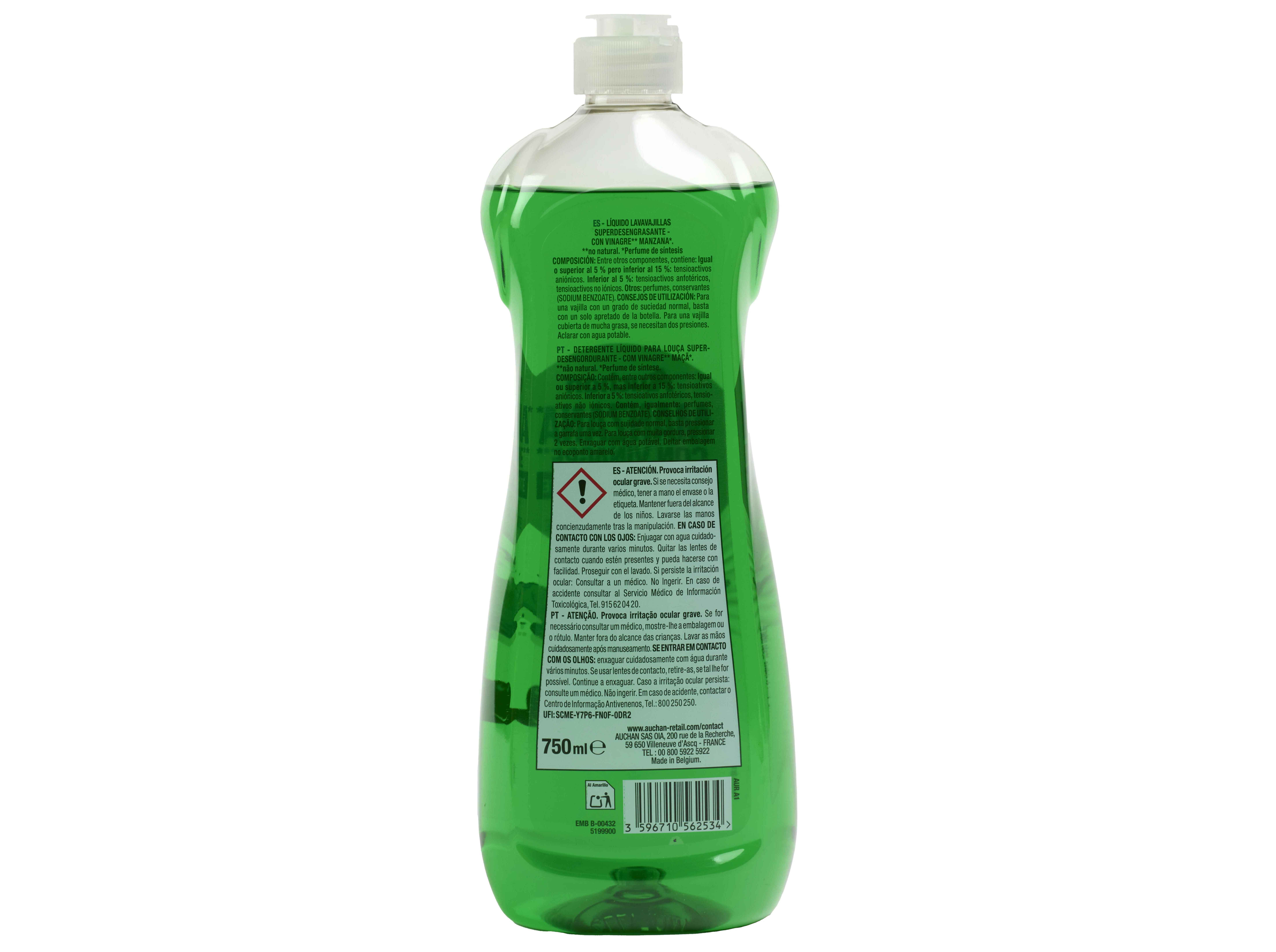DETERGENTE LOI&Ccedil;A MANUAL AUCHAN MA&Ccedil;&Atilde; 750ML image number 1