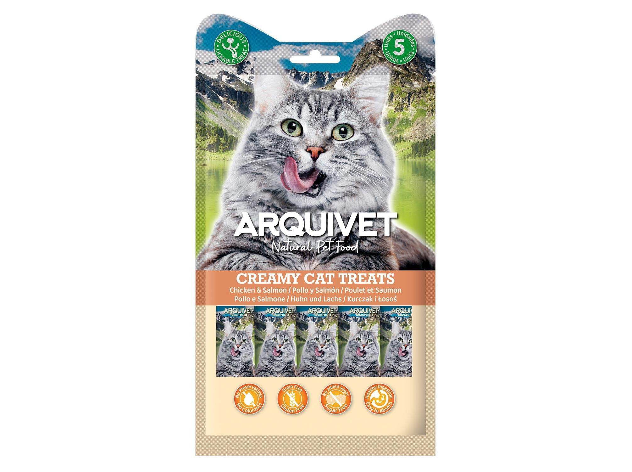 SNACK L&Iacute;QUIDO GATO ARQUIVET FRANGO E SALM&Atilde;O 5X14G image number 0