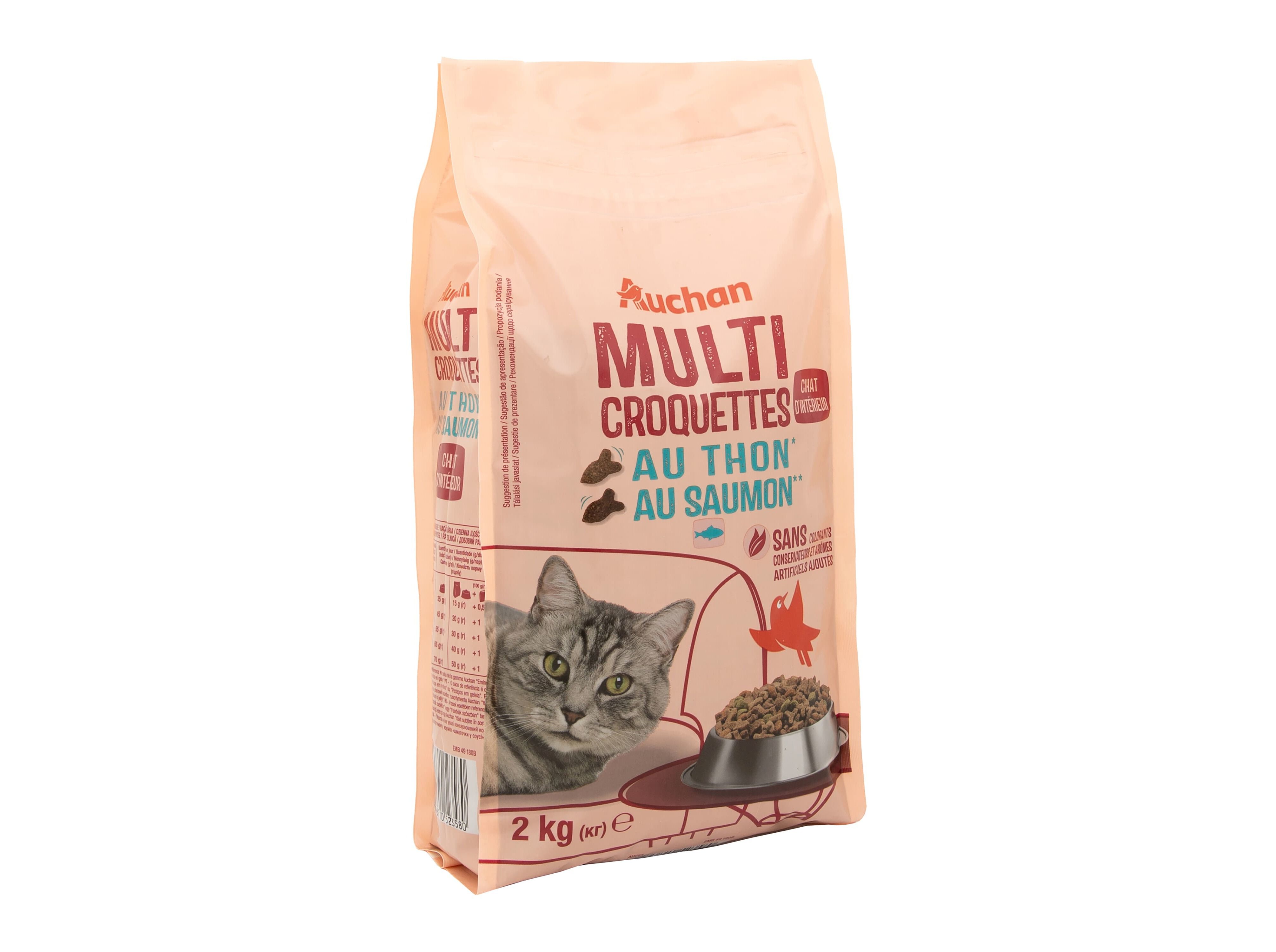 RA&Ccedil;&Atilde;O PARA GATO DE INTERIOR AUCHAN COM ATUM E COM SALM&Atilde;O 2KG image number 1