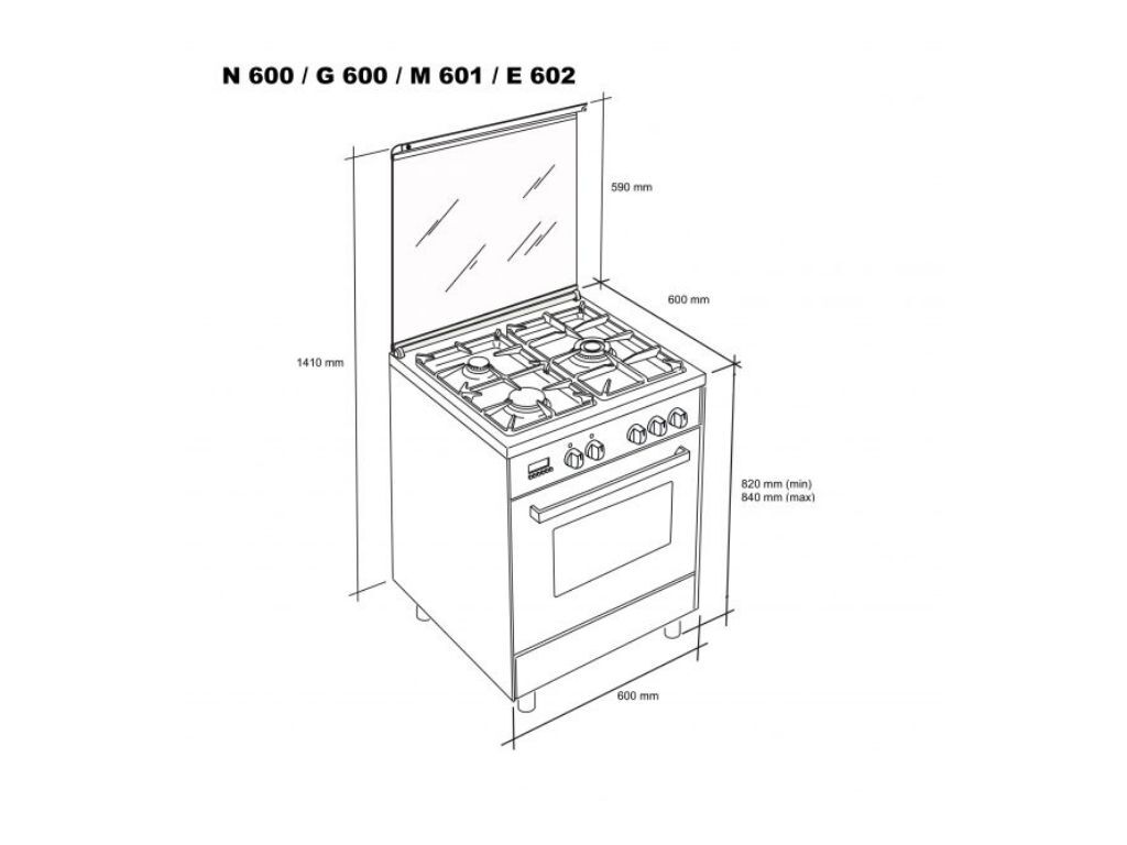 FOG&Atilde;O A G&Aacute;S BUTANO PROPANO MEIRELES M 601 X INOX 60 CM image number 1