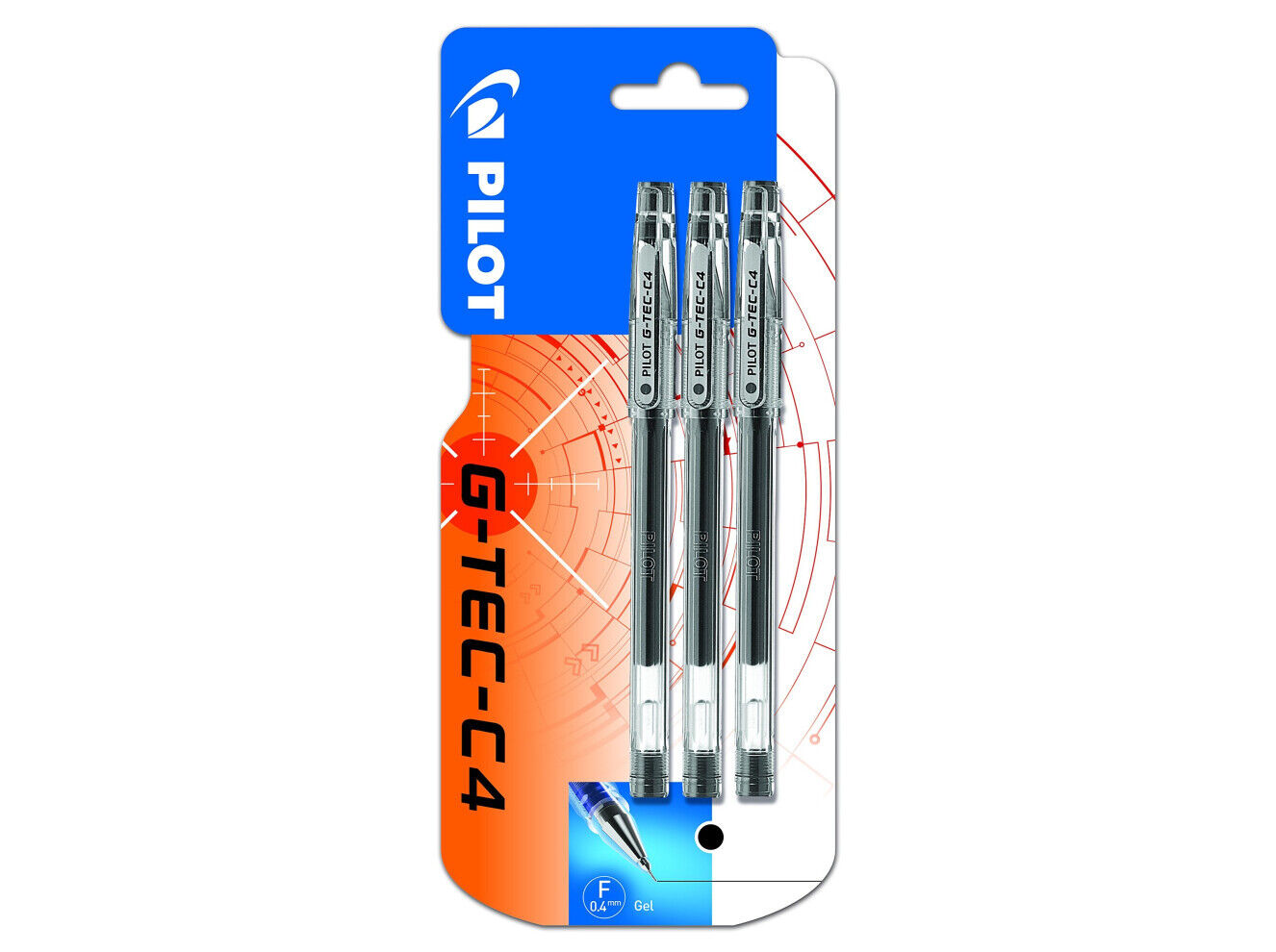 ESFEROGR&Aacute;FICA GEL PILOT G-TEC-C4 0.4MM PRETA 3 UNIDADES