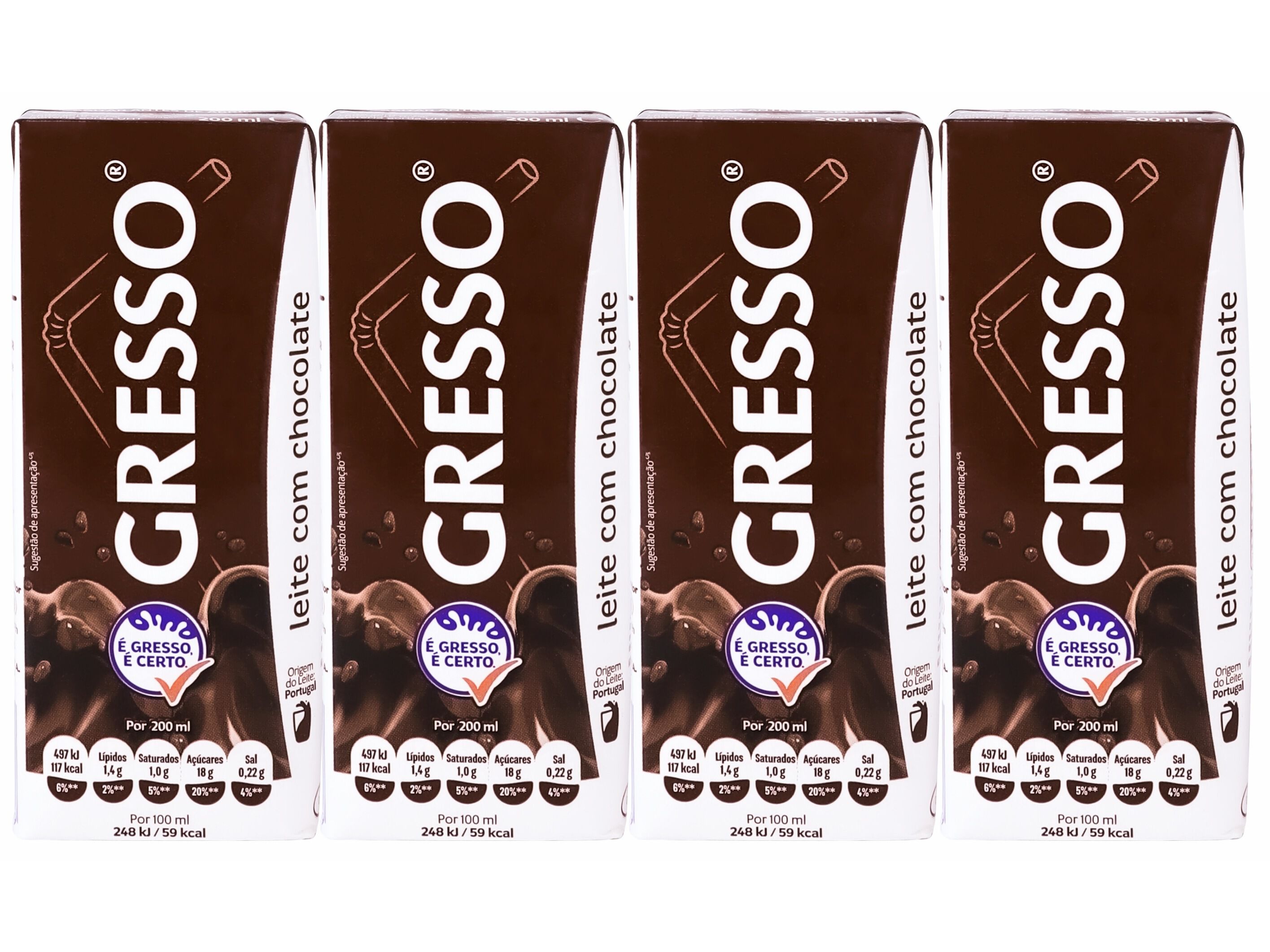 LEITE GRESSO COM CHOCOLATE 4X200ML image number 1