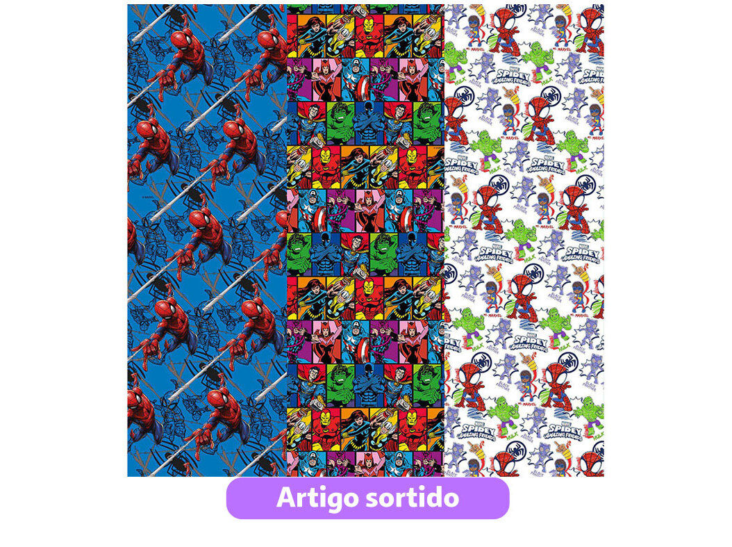 ROLO PAPEL EMBRULHO MARVEL 2M MODELOS SORTIDOS image number 0