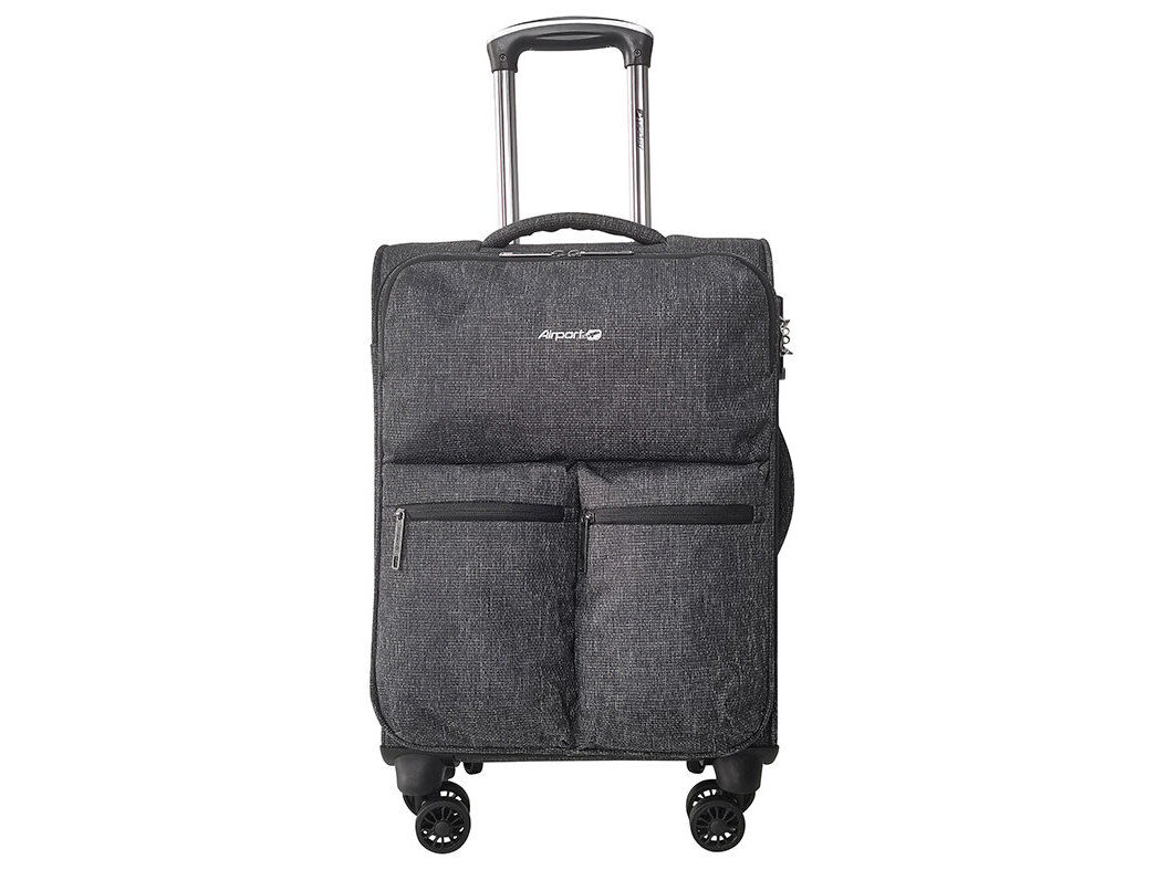 MALA DE CABINE FLEXIVEL AIRPORT PRETO 8 RODAS 55X35X20CM